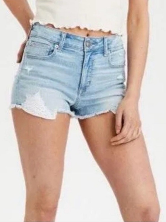 American Eagle Outfitters Pants - American Eagle Outfitters Super Stretch Hi-Rise Shortie Jean Shorts Lace Pocket